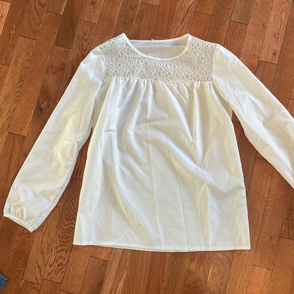 Sheer white long sleeve blouse